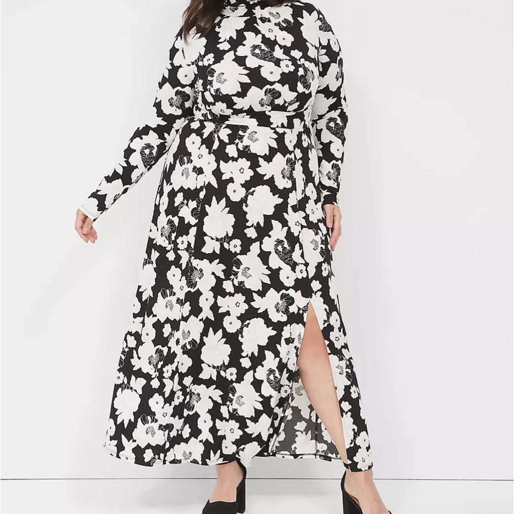 Lane Bryant Black and White Long Sleeve Dress